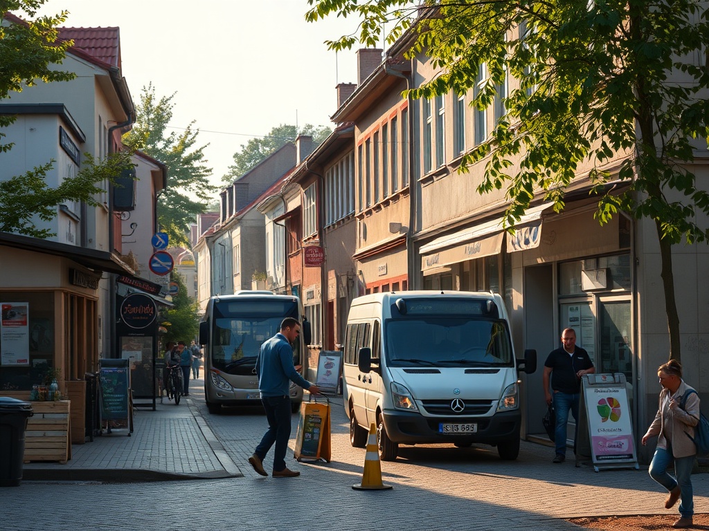 Nowoczesny, biały autobus szkolny zaparkowany przed budynkiem szkoły w Gostyninie, gotowy do przewozu uczniów.