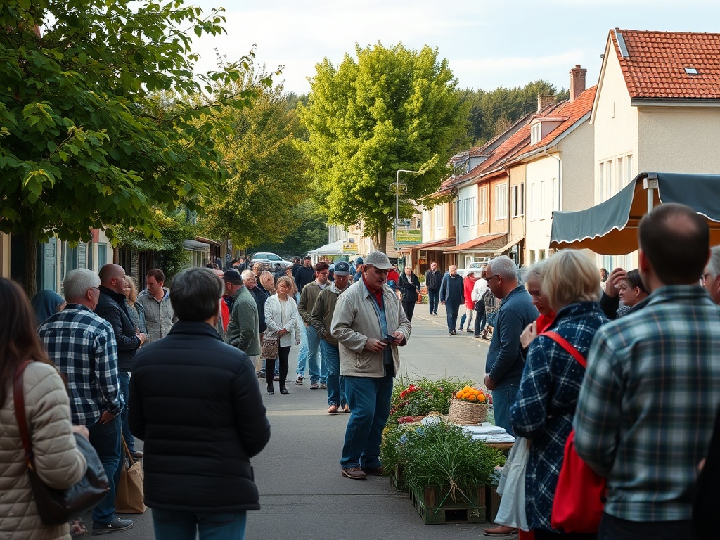 Ilustracja przedstawiająca zielone serce Ziemi otoczone rękami mieszkańców Gostynina.