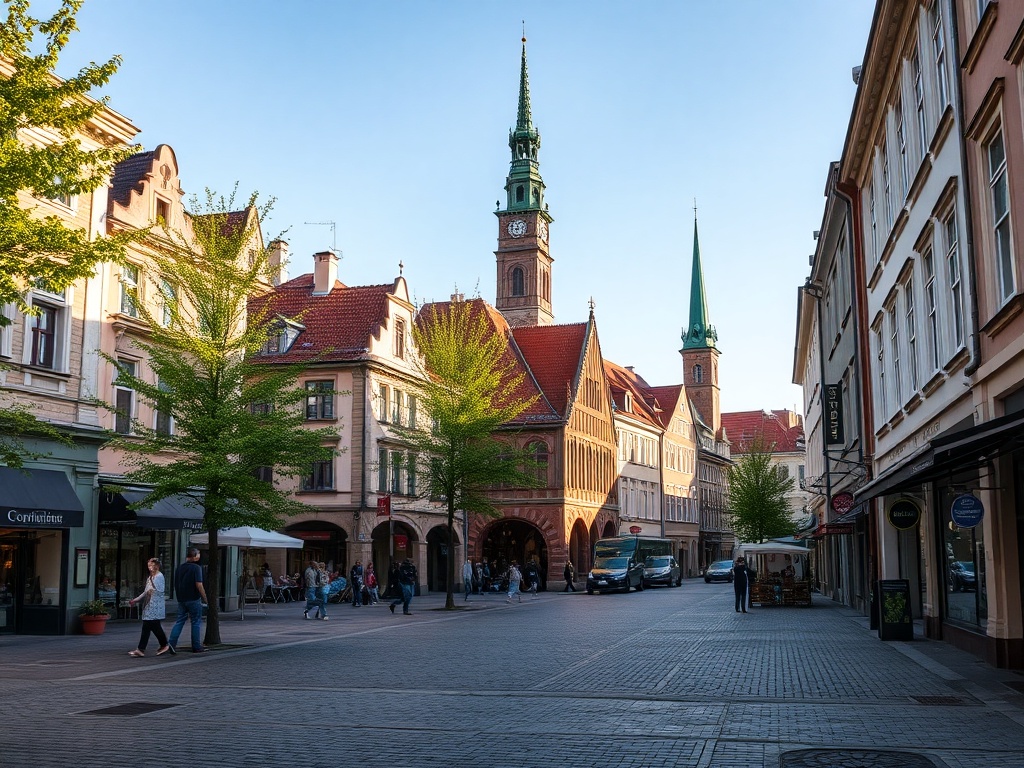 Strażacy z OSP Gostynin przy nowym wozie strażackim, obok budynek Szkoły Podstawowej nr 5