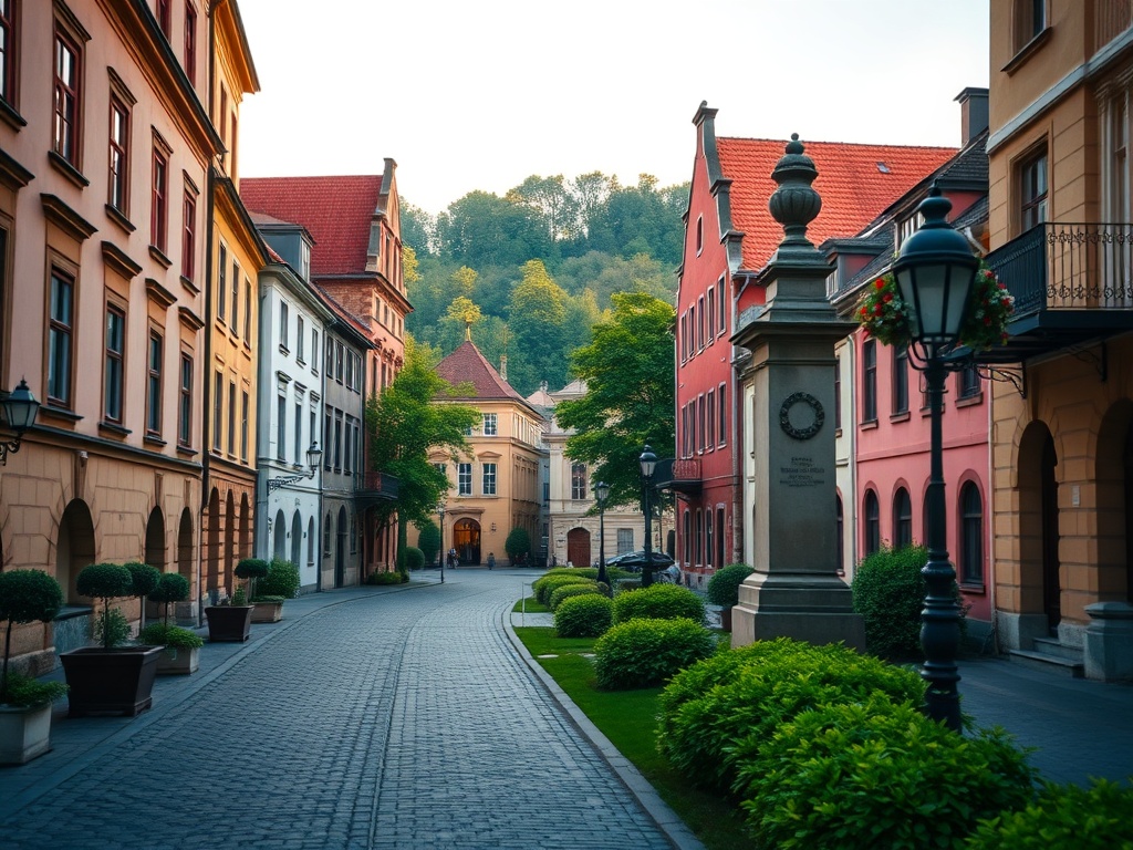 Widok na zamek w Gostyninie z otaczającym krajobrazem.